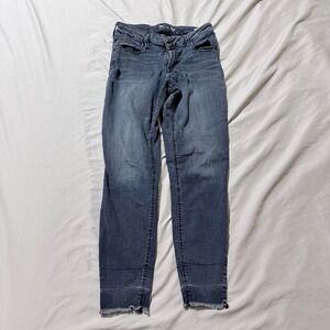 Old Navy Womens Rockstar Super Skinny Ankle Jeans Size 4 Gray Denim Raw Hem